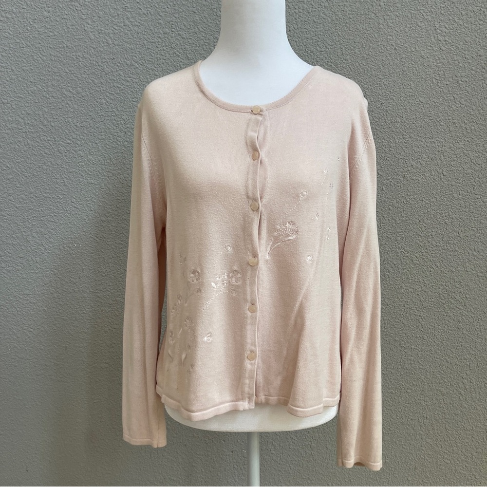 Laura Scott Light Pink Embroidered Cardigan
